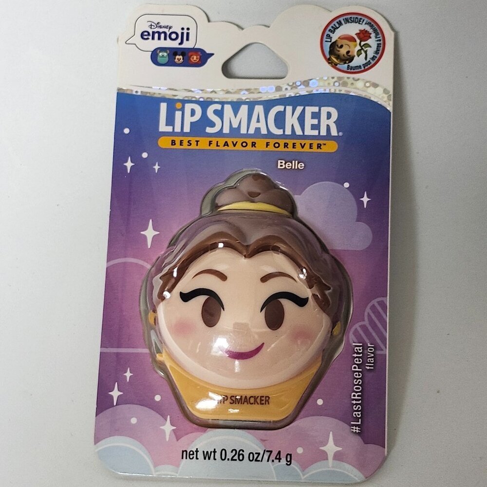 DISNEY EMOJI Lip Smacker Belle Beauty and the Beast Last Rose Petal Flavor BNIP